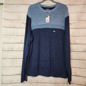 Van Heusen Sweater Men's XXL Navy Blue Merino Wool Easy Care Crewneck New NWT